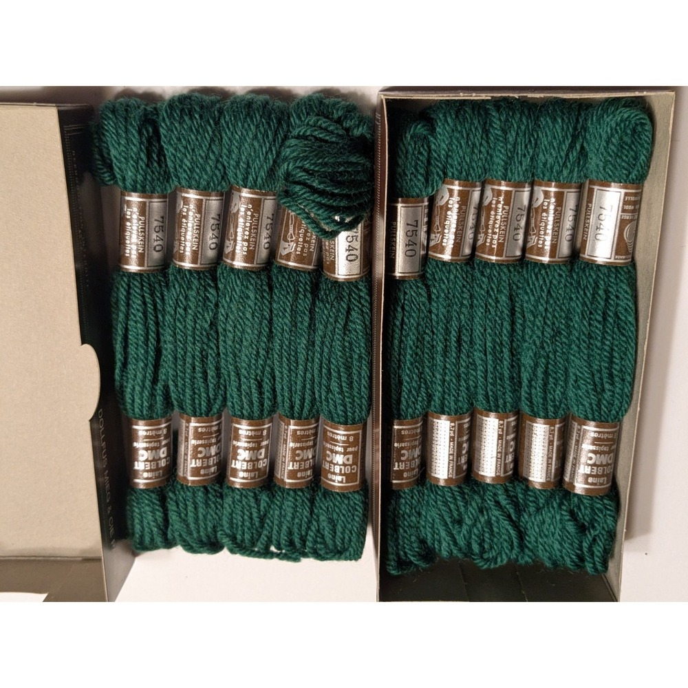 10 Skeins Laine Colbert Tapisserie DMC 100% Wool 8 Meters ea #7540 Dark Kelly Gr